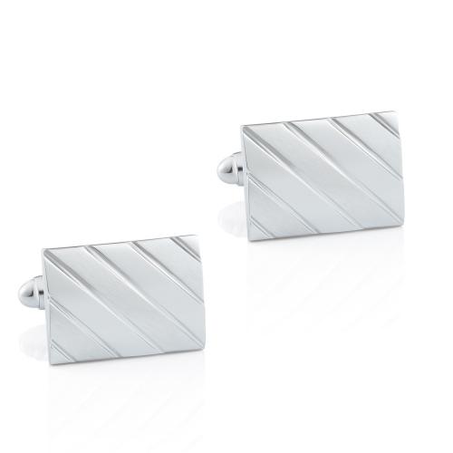 Cufflinks, Brass, Rectangle, silver color plated, for man, nickel, lead & cadmium free, 18x13mm, Sold By Pair