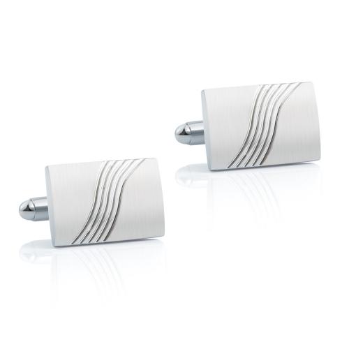 Cufflinks, Brass, Rectangle, silver color plated, for man, nickel, lead & cadmium free, 19x13mm, Sold By Pair