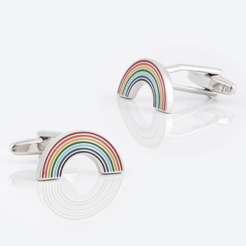 Cufflinks, Brass, Rainbow, stoving varnish, for man, nickel, lead & cadmium free, 21x10mm, Sold By Pair