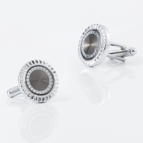 Cufflinks, Brass, silver color plated, for man & epoxy gel, nickel, lead & cadmium free, 18x18mm, Sold By Pair