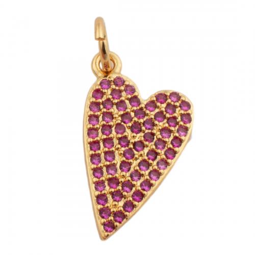Cubic Zirconia Micro Pave Brass Pendant Heart fashion jewelry & micro pave cubic zirconia & for woman golden nickel lead & cadmium free Approx 3mm Sold By PC