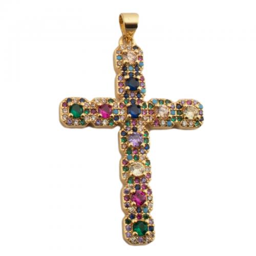 Cubic Zirconia Micro Pave Brass Pendant Cross fashion jewelry & Unisex & micro pave cubic zirconia golden nickel lead & cadmium free Approx 3.5mm Sold By PC