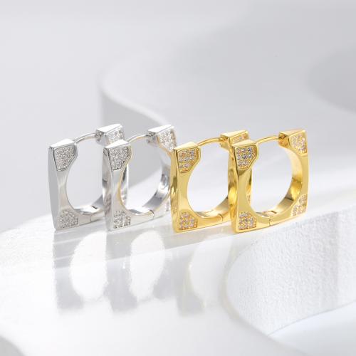 Cubic Zirconia Micro Pave Brass Earring, fashion jewelry & micro pave cubic zirconia & for woman, more colors for choice, nickel, lead & cadmium free, 18x18mm, Sold By Pair