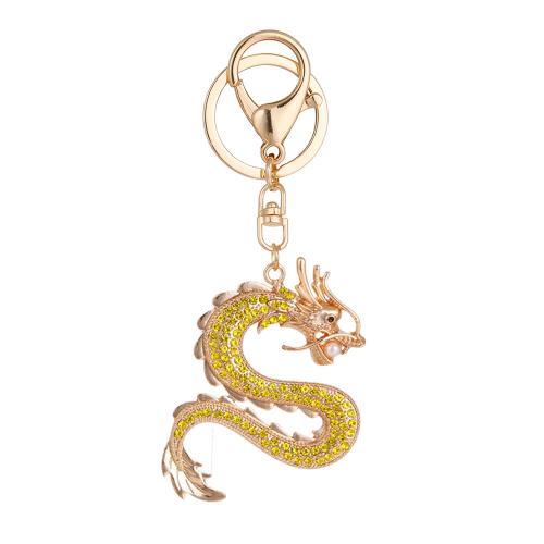 Tibetan Style Key Clasp, Dragon, gold color plated, Unisex & with rhinestone, more colors for choice, nickel, lead & cadmium free, 50x120mm, Sold By PC