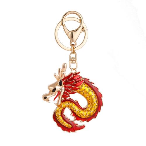 Tibetan Style Key Clasp, Dragon, gold color plated, Unisex & enamel, more colors for choice, nickel, lead & cadmium free, 62x128mm, Sold By PC