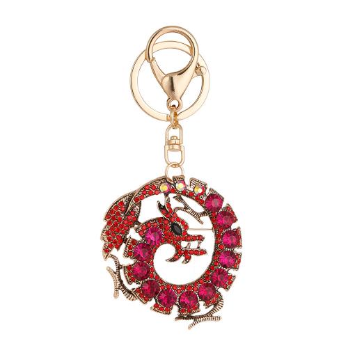 Zinc Alloy Key Clasp Dragon gold color plated Unisex & with rhinestone nickel lead & cadmium free Sold By PC