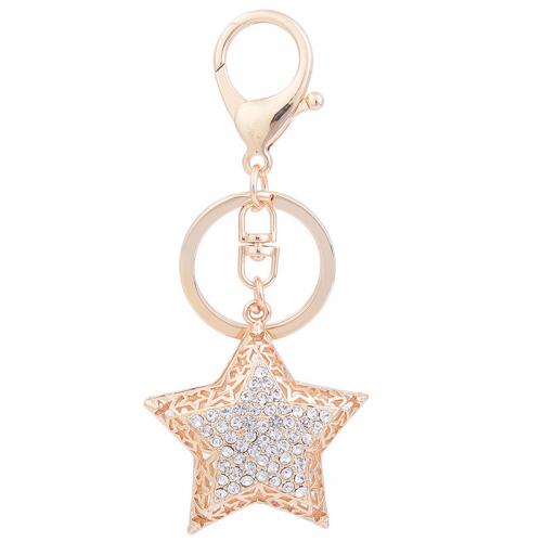 Zinc Alloy Key Clasp Star gold color plated for woman & with rhinestone nickel lead & cadmium free Overall length 11cm star Sold By PC