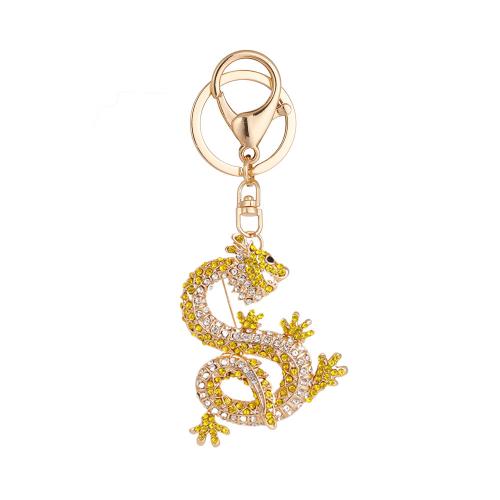 Zinc Alloy Key Clasp Dragon gold color plated Unisex & with rhinestone nickel lead & cadmium free Sold By PC