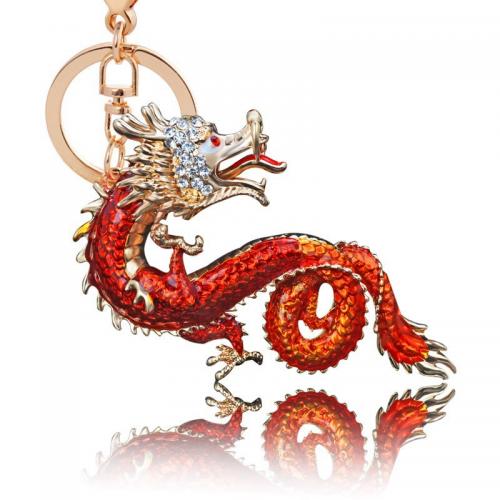 Tibetan Style Key Clasp, Dragon, plated, Unisex & different size for choice & enamel & with rhinestone, more colors for choice, nickel, lead & cadmium free, Sold By PC