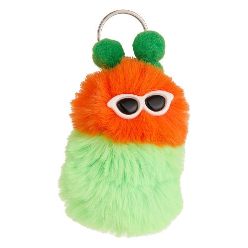 Tibetan Style Key Clasp, Plush, with Tibetan Style, Caterpillar, cute, more colors for choice, 60x150mm, Sold By PC