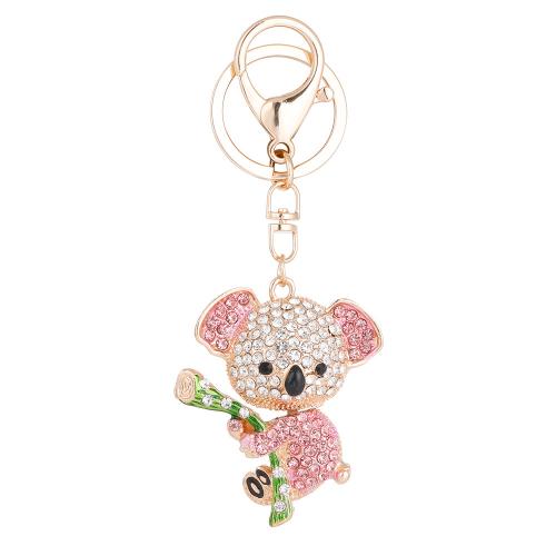 Zinc Alloy Key Clasp Koala gold color plated Unisex & with rhinestone nickel lead & cadmium free Sold By PC