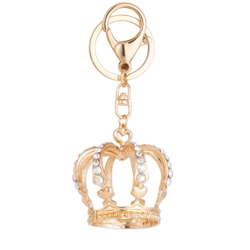 Zinc Alloy Key Lås, Crown, guldfarve belagt, for kvinde & med rhinestone, nikkel, bly & cadmium fri, 48x110mm, Solgt af PC