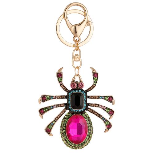 Zinc Alloy Key Clasp Spider gold color plated Unisex & with rhinestone mixed colors nickel lead & cadmium free Sold By PC