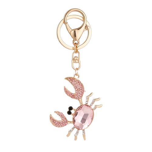 Zinc Alloy Key Clasp Crab gold color plated Unisex & with rhinestone nickel lead & cadmium free Sold By PC