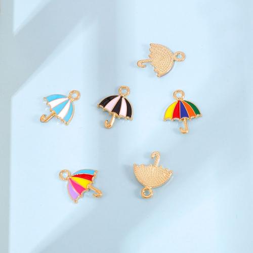 Tibetan Style Enamel Pendants, Umbrella, gold color plated, DIY, more colors for choice, 19.30x15.40x2mm, 300PCs/Bag, Sold By Bag