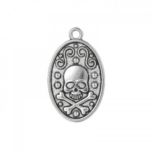 Tibetan Style Pendant Cabochon Setting, Skull, plated, DIY, more colors for choice, 20x30mm, Sold By PC
