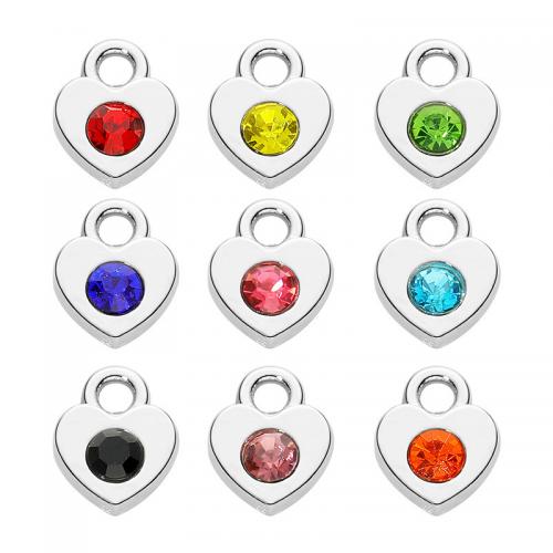 Tibetan Style Rhinestone Pendants, Heart, plated, DIY & with rhinestone, more colors for choice, 10x7mm, Sold By PC