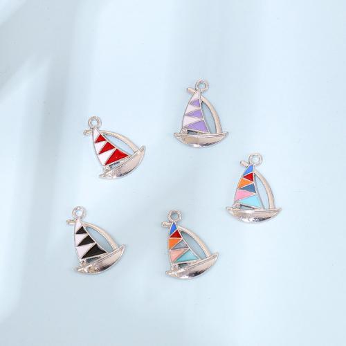 Tibetan Style Enamel Pendants, Sail Boat, gold color plated, DIY, more colors for choice, 21.60x16.30x1.80mm, 300PCs/Bag, Sold By Bag