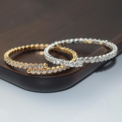 Zinc Alloy Bangle plated fashion jewelry & for woman & with rhinestone nickel lead & cadmium free cm Sold By PC
