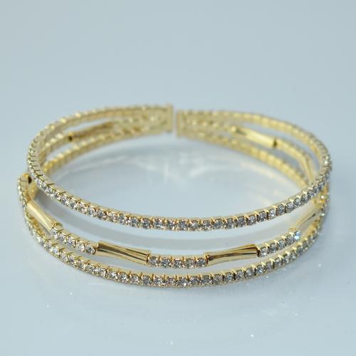 Zinc Alloy Bangle with Brass fashion jewelry & for woman & with rhinestone gold nickel lead & cadmium free .8cm Sold By PC