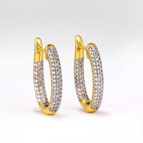 Cubic Zirconia Micro Pave Brass Earring, plated, micro pave cubic zirconia & for woman, golden, Sold By Pair