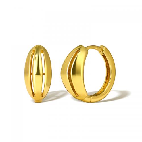 Messing Spring hoop oorbellen, plated, voor vrouw, gouden, 15x7mm, Verkocht door pair