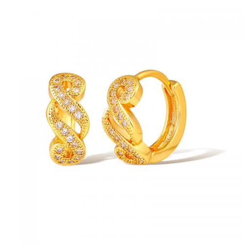 Cubic Zirconia Micro Pave Brass Earring plated micro pave cubic zirconia & for woman Champagne Sold By Pair