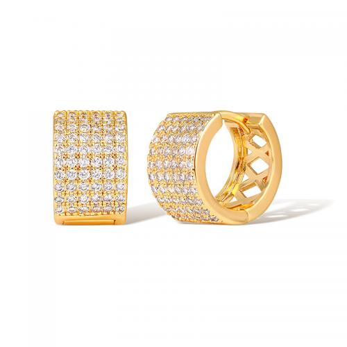 Cubic Zirconia Micro Pave Brass Earring, plated, micro pave cubic zirconia & for woman, Champagne, Sold By Pair