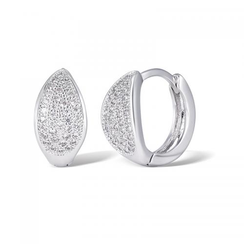 Cubic Zirconia Micro Pave Brass Earring, plated, micro pave cubic zirconia & for woman, platinum color, Sold By Pair