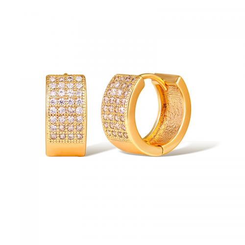 Cubic Zirconia Micro Pave Brass Earring plated micro pave cubic zirconia & for woman Champagne Sold By Pair