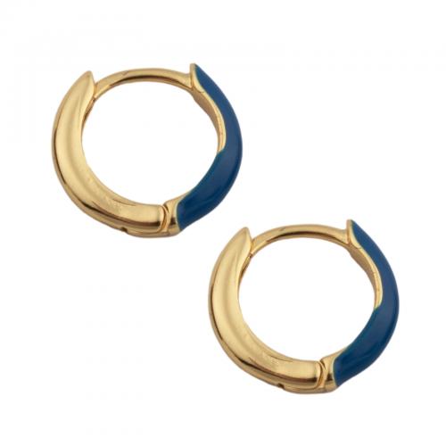 Brass Huggie Hoop Earring, for woman & enamel, more colors for choice, nickel, lead & cadmium free, 11.50x2mm, Sold By Pair