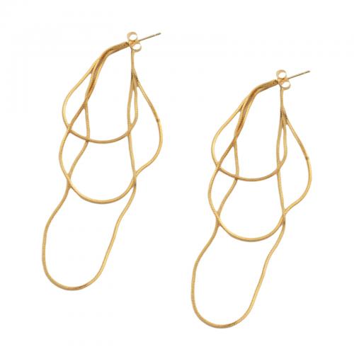 Fashion Fringe Earrings Brass fashion jewelry & for woman golden nickel lead & cadmium free Sold By Pair