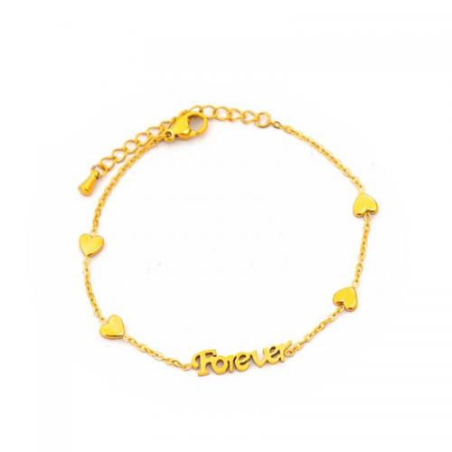 Bracelet d'acier titane, avec 4.5cm chaînes de rallonge, bijoux de mode & pour femme, doré, Longueur:Environ 17 cm, Vendu par PC