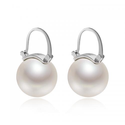 Brass Leverback Earring, with Plastic Pearl, plated, fashion jewelry & for woman, more colors for choice, nickel, lead & cadmium free, 18.80x9.90mm, Sold By Pair