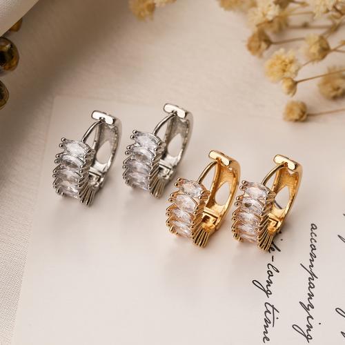 Cubic Zirconia Micro Pave Brass Earring, fashion jewelry & micro pave cubic zirconia & for woman, more colors for choice, nickel, lead & cadmium free, 12x18mm, Sold By Pair