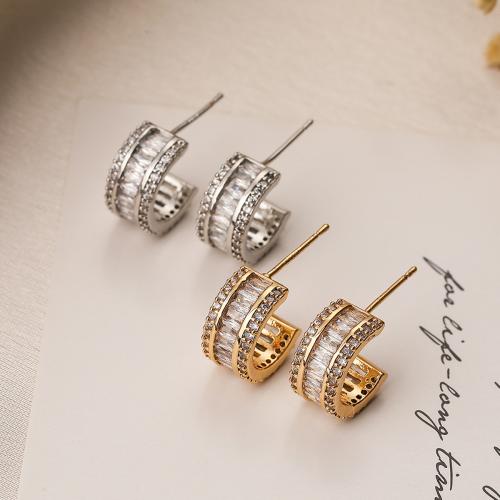 Cubic Zirconia Micro Pave Brass Earring, plated, fashion jewelry & micro pave cubic zirconia & for woman, more colors for choice, nickel, lead & cadmium free, 12x6mm, Sold By Pair