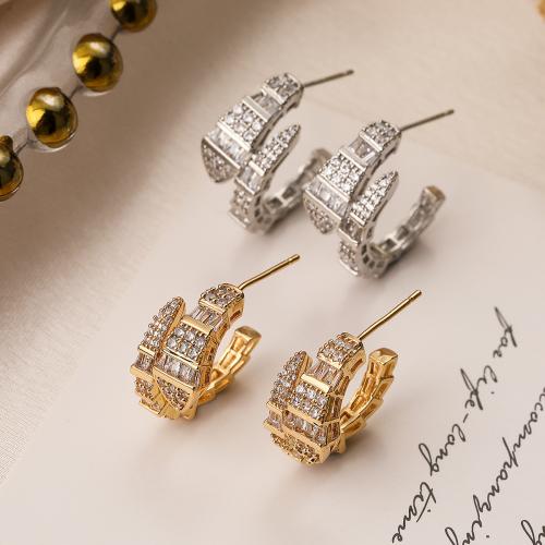 Cubic Zirconia Micro Pave Brass Earring, fashion jewelry & micro pave cubic zirconia & for woman, more colors for choice, nickel, lead & cadmium free, 20x10mm, Sold By Pair