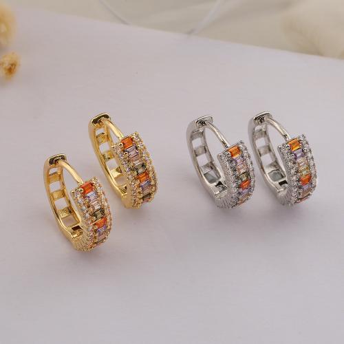Cubic Zirconia Micro Pave Brass Earring, fashion jewelry & micro pave cubic zirconia & for woman, more colors for choice, nickel, lead & cadmium free, 16x5mm, Sold By Pair