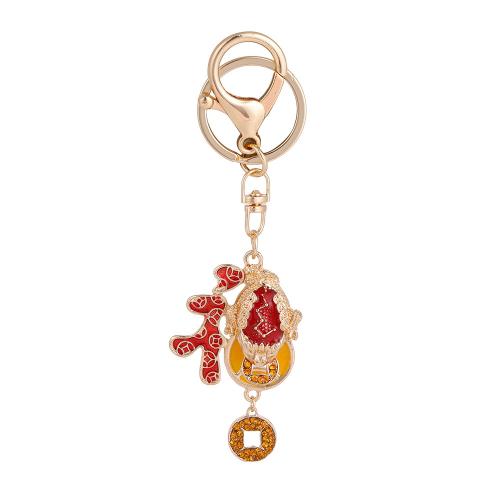 Zinc Alloy Key Clasp Toad gold color plated enamel & with rhinestone nickel lead & cadmium free Sold By PC