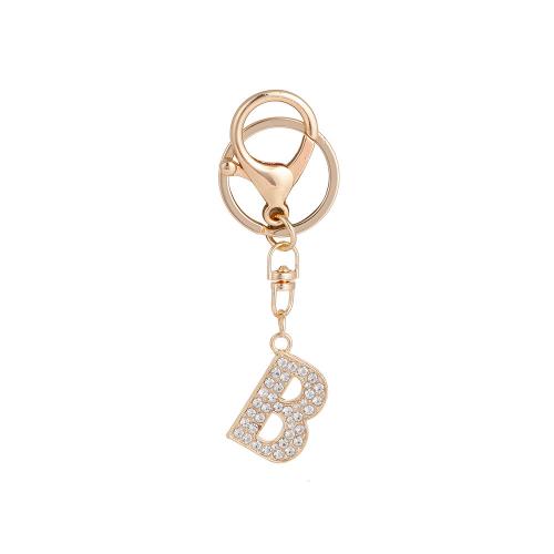 Zinc Alloy Key Clasp Alphabet Letter gold color plated letters are from A to Z & with rhinestone nickel lead & cadmium free Sold By PC
