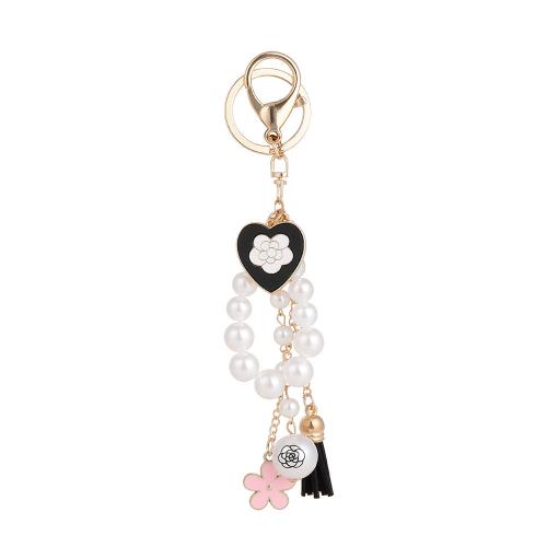 Zinc Alloy Key Clasp with Plastic Pearl gold color plated for woman & enamel nickel lead & cadmium free Sold By PC