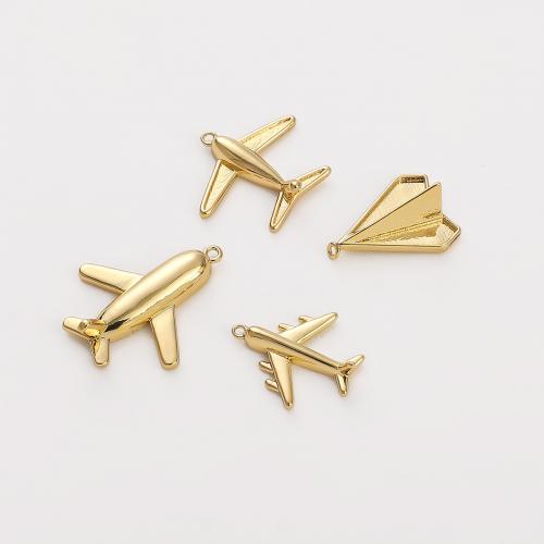 Μενταγιόν Brass Κοσμήματα, Ορείχαλκος, Αεροπλάνο, χρώμα επίχρυσο, DIY & διαφορετικό μέγεθος για την επιλογή, περισσότερα χρώματα για την επιλογή, νικέλιο, μόλυβδο και κάδμιο ελεύθεροι, Τρύπα:Περίπου 0.8mm, Sold Με PC