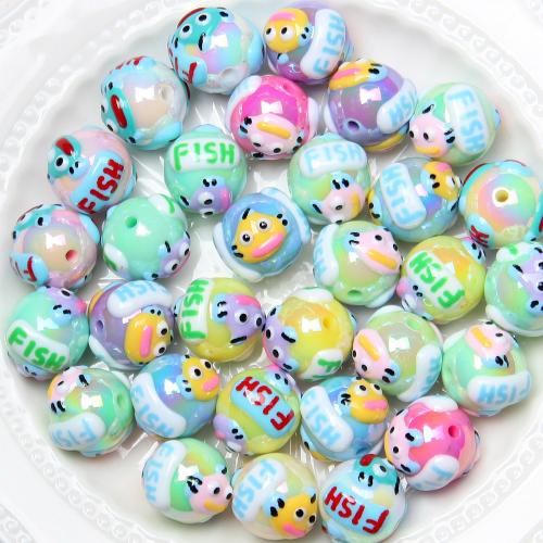 Acrylic Jewelry Beads, Round, DIY & enamel, more colors for choice, 16mm, Hole:Approx 3mm, Approx 50PCs/Bag, Sold By Bag
