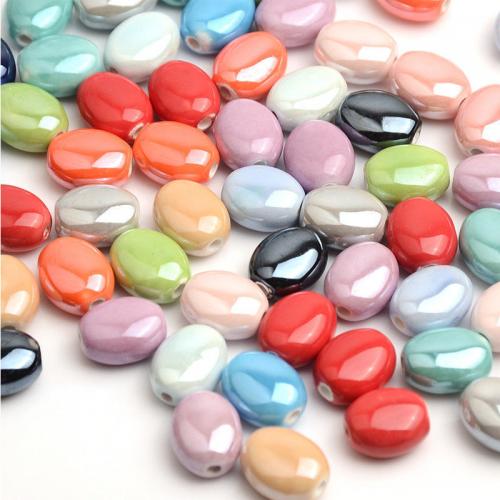 Perles bijoux en porcelaine, ovale, DIY, plus de couleurs à choisir, 12x14mm, 100PC/sac, Vendu par sac
