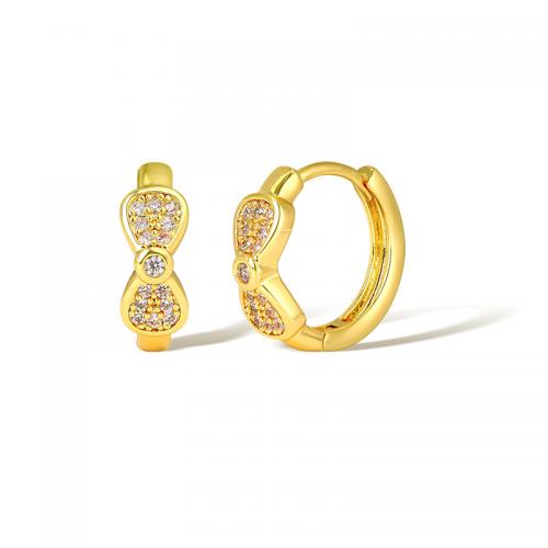 Cubic Zirconia Micro Pave Brass Earring plated micro pave cubic zirconia & for woman golden Sold By Pair