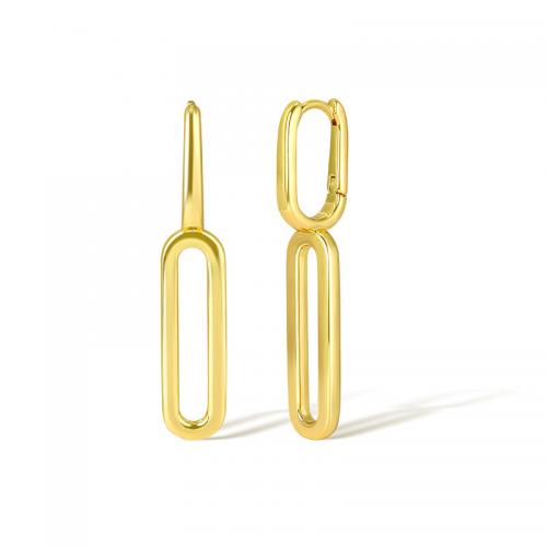Huggie Hoop Drop Earring, Brass, plated, for woman, golden, Sold By Pair