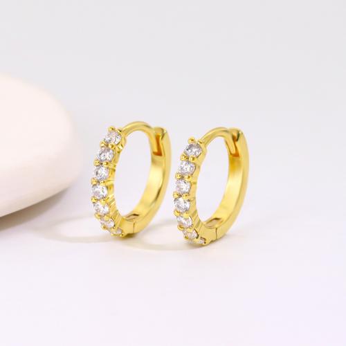 Cubic Zirconia Micro Pave Brass Earring, plated, micro pave cubic zirconia & for woman, gold, Sold By Pair