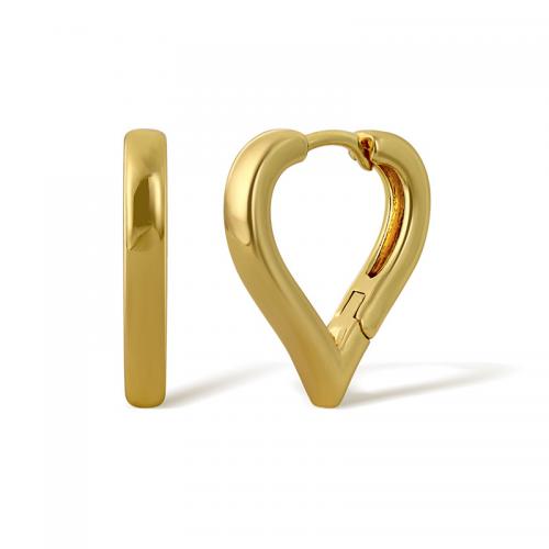 Brass Leverback Earring, Heart, plated, for woman, golden, Sold By Pair