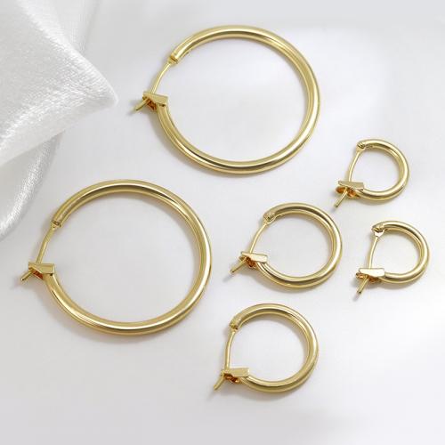 Messing Spring hoop oorbellen, plated, verschillende grootte voor keus & voor vrouw, gouden, Verkocht door pair