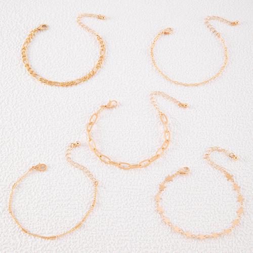 alliage de zinc Set de bracelet, avec 2.2inch chaînes de rallonge, Placage de couleur d'or, styles différents pour le choix & pour femme, Longueur Environ 6.7 pouce, Vendu par fixé